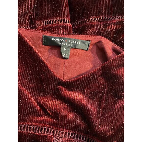ROMEO+JULIET COUTURE Burgundy Ribbed Velvet Gold Shimmer Dress MEDIUM Whimsygoth - Picture 7 of 8